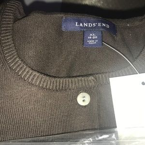 Land's End Classic Cotton Cardigan Spice Brown NEW